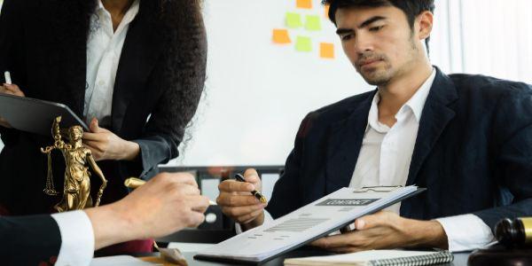 Lawyer and businessman or judge consult with clients legal and legal services