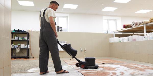 Side view of man working in office