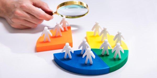 Businesspeople looking for right market segment