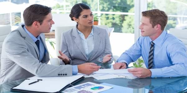 Business people in discussion in an office