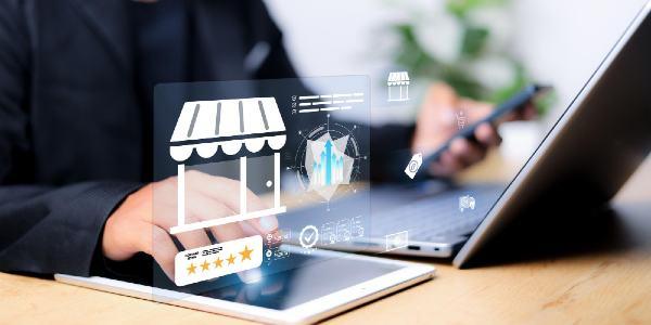 Customers review the online shopping platform local business online