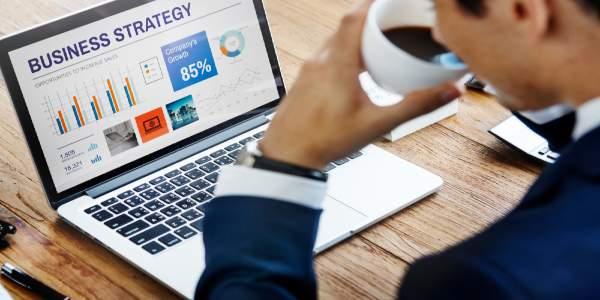 Businessman working using computer information concept